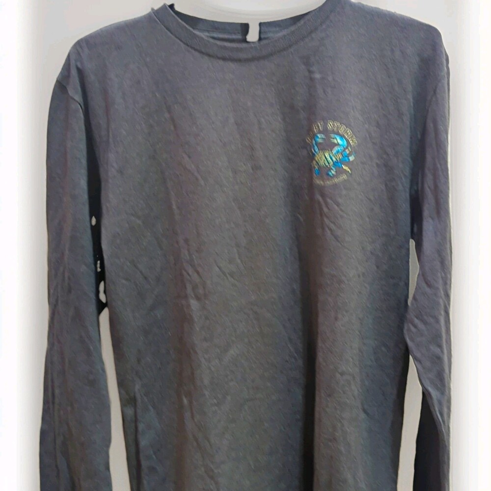 Quiet Storm Ocean City MD Crab Graphic Gray Long Sleeve Crew Neck T-Shirt M